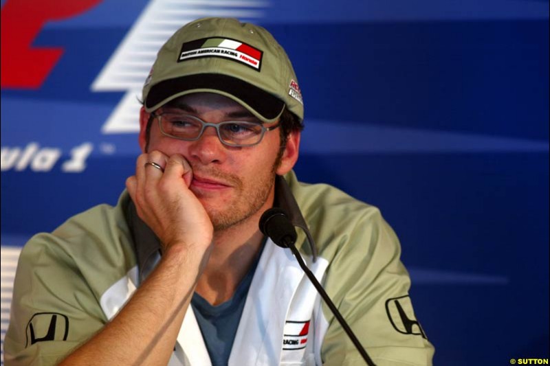 Jacques Villeneuve at the FIA Friday's Press Conference. United States GP, Indianapolis, September 27th 2002.