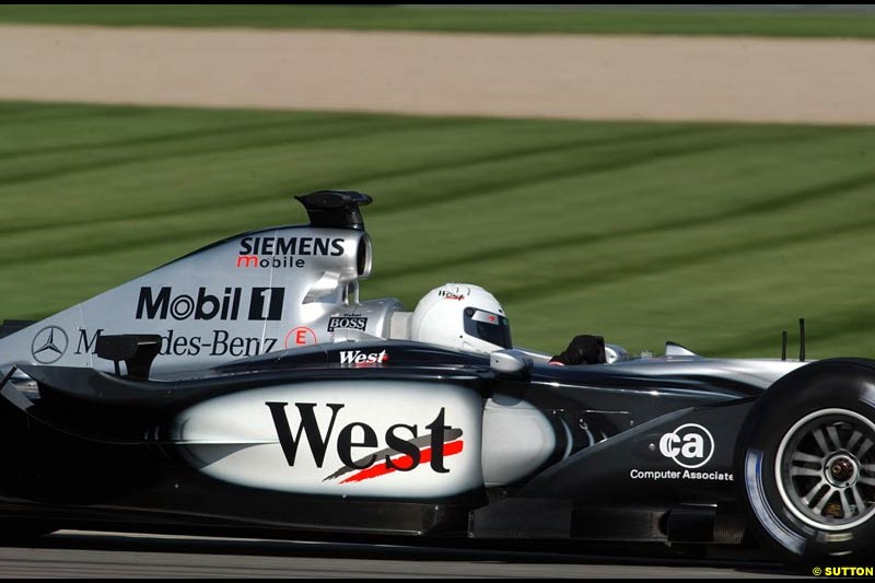 Sarah Fischer in the McLaren. Friday Free Practice, United States GP, Indianapolis, September 27th 2002.