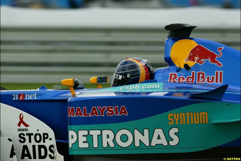 Heinz Harald Frentzen, Sauber, Friday Free Practice, United States GP, Indianapolis, September 27th 2002.