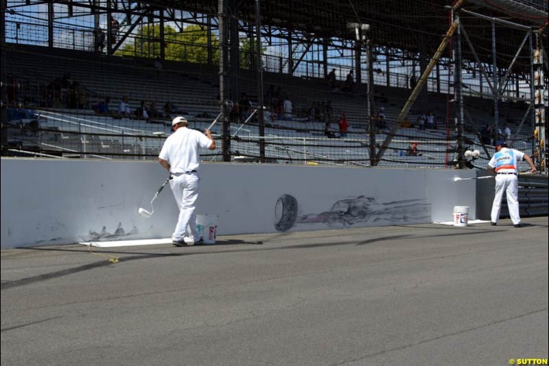 The location where Rubens Barrichello crashed at Friday Free Practice, United States GP, Indianapolis, September 27th 2002.