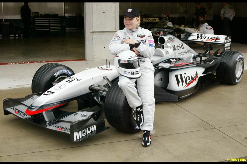 Sarah Fischer in a McLaren demo. Friday Free Practice, United States GP, Indianapolis, September 27th 2002.