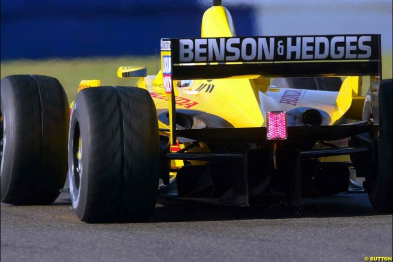 Takuma Sato, Jordan, Silverstone, England. October 3rd 2002