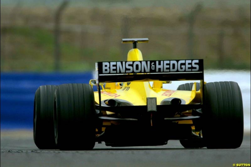 Takuma Sato, Jordan, Silverstone, England. October 2nd 2002