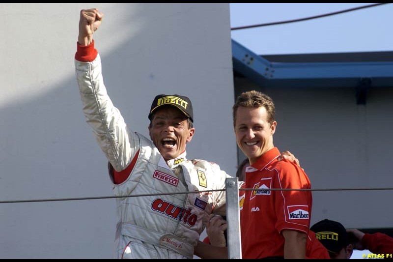 Ferrari celebrate at Misano, Italy, in front of a crowd of 50,000 spectators, the end of its successful motor racing year. October 20th 2002.