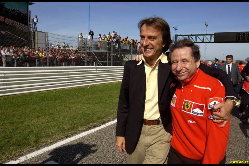 Ferrari celebrate at Misano, Italy, in front of a crowd of 50,000 spectators, the end of its successful motor racing year. October 20th 2002.