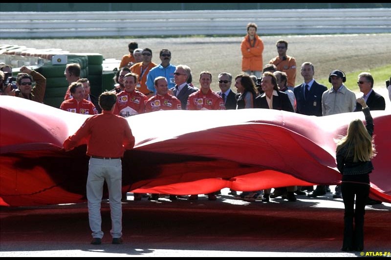 Ferrari celebrate at Misano, Italy, in front of a crowd of 50,000 spectators, the end of its successful motor racing year. October 20th 2002.