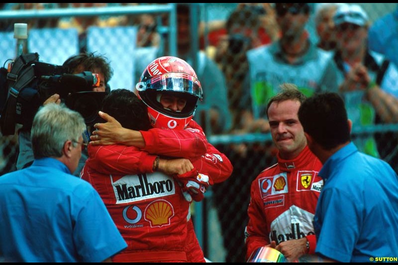 Michael Schumacher celebrates his 150th F1 victory, Canadian Grand Prix, Round 8.