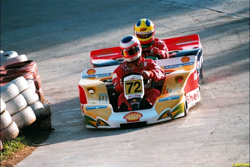 Brazilian Rubens Barrichello joined forces with compatriots Felipe Massa and Tony Kanaan to take his fourth win in the sixth running of Brazil's most important karting event, the 500 Miles of Granja Viana. November 10th 2002.