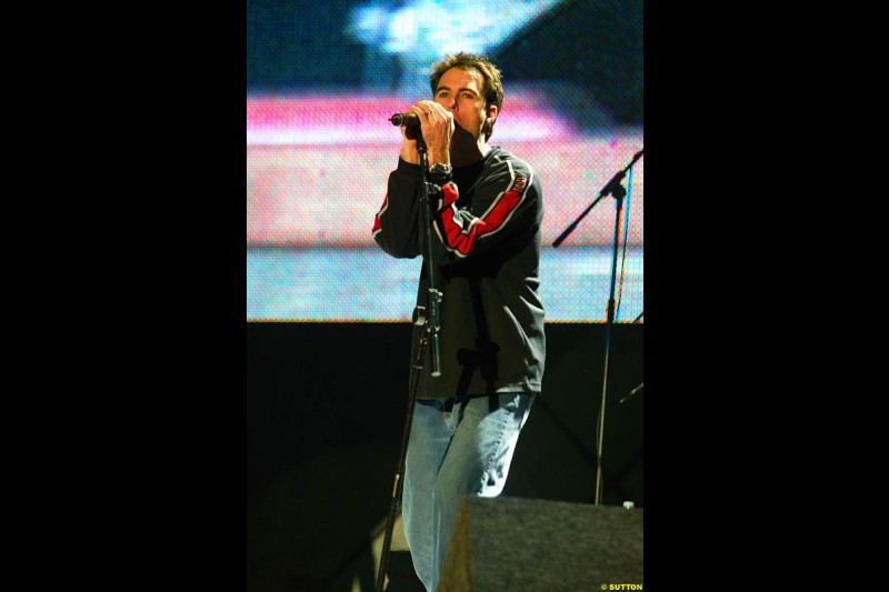 Bryan Herta joins the V10 band. The annual Grand Prix Ball. Birmingham, England. January 11th 2003.