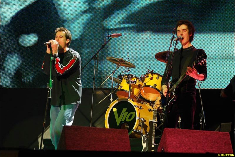 Bryan Herta joins the V10 band. The annual Grand Prix Ball. Birmingham, England. January 11th 2003.