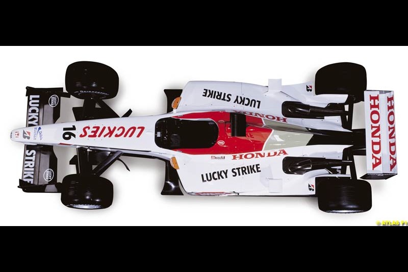 The launch of the British American Racing's 2003 car, the BAR-Honda 005. Montjuich Park, Barcelona, Spain. January 14th 2003.