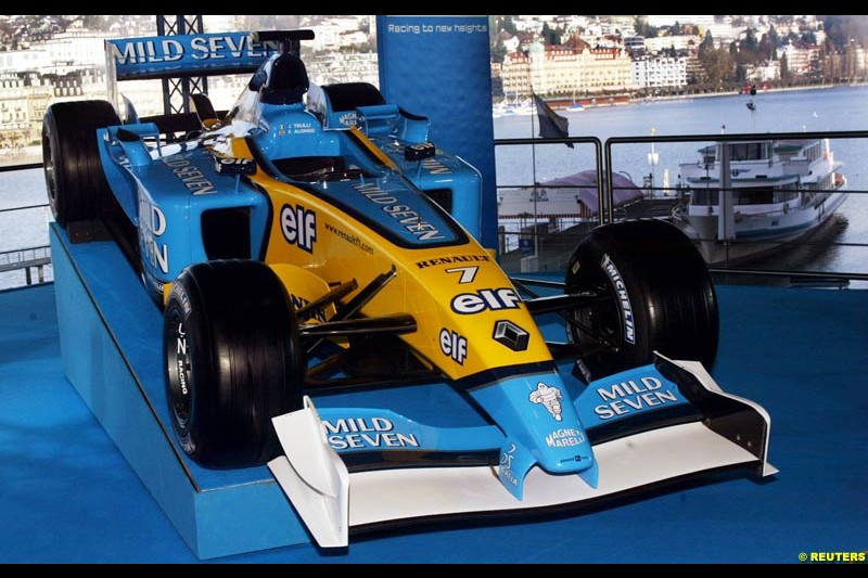 The 2003 Renault challenger, the R23, unveiled in Lucerne, Switzerland. January 20th 2003.