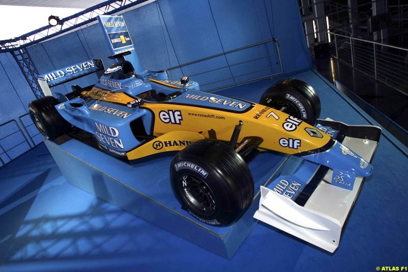 The 2003 Renault challenger, the R23, unveiled in Lucerne, Switzerland. January 20th 2003.