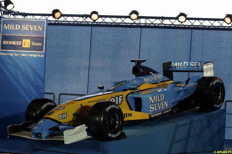 The 2003 Renault challenger, the R23, unveiled in Lucerne, Switzerland. January 20th 2003.
