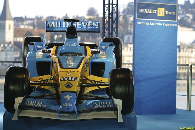 The 2003 Renault challenger, the R23, unveiled in Lucerne, Switzerland. January 20th 2003.
