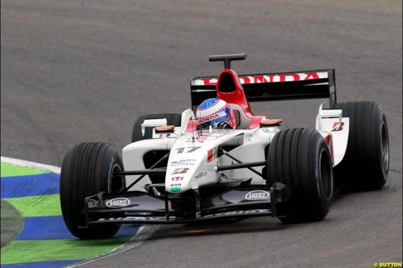 Jenson Button, BAR, during testing at the Ricardo Tormo circuit. Valencia, Spain. 12th February, 2003.