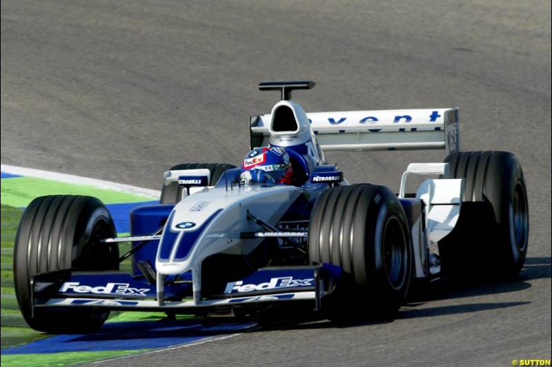 Juan Pablo Montoya, Williams, during testing at the Ricardo Tormo circuit. Valencia, Spain. 12th February, 2003.