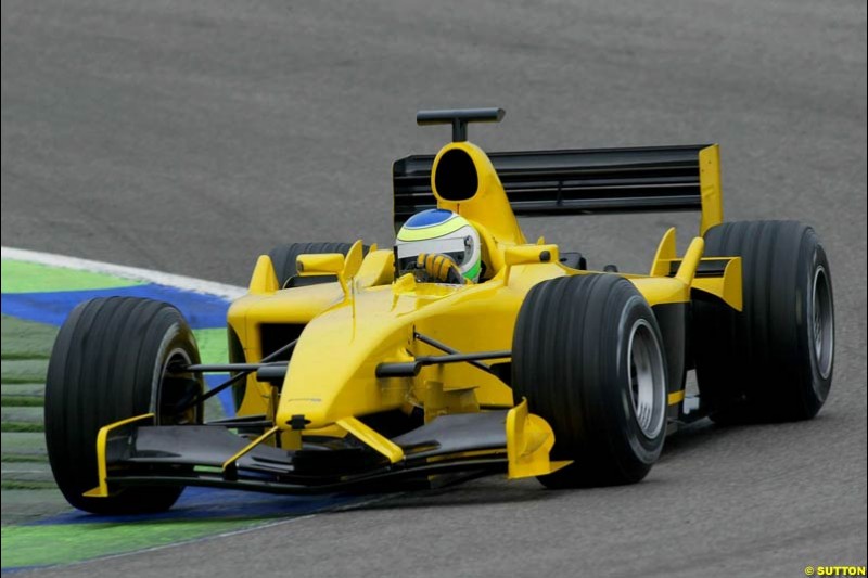 Giancarlo Fisichella, Jordan, during testing at the Ricardo Tormo circuit. Valencia, Spain. 12th February, 2003.