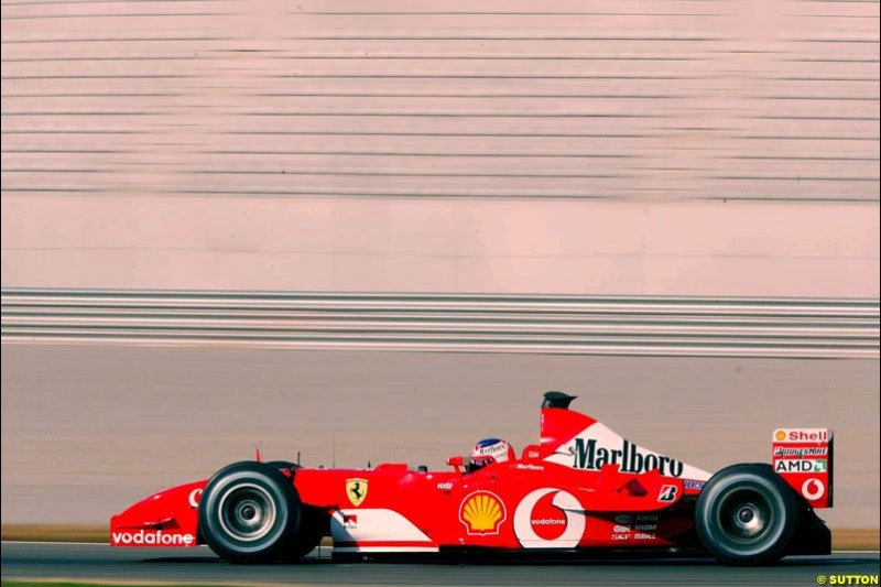 Rubens Barrichelo, Ferrari, during testing at the Ricardo Tormo circuit. Valencia, Spain. 11th February, 2003.