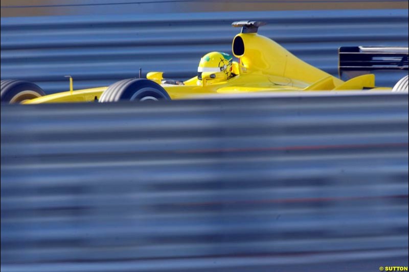 Ralph Firman, Jordan, during testing at the Ricardo Tormo circuit. Valencia, Spain. 11th February, 2003.