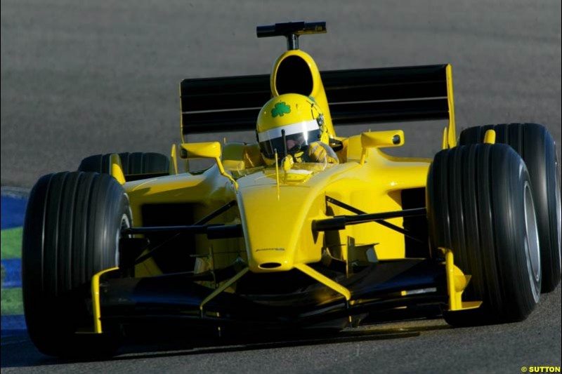 Ralph Firman, Jordan, during testing at the Ricardo Tormo circuit. Valencia, Spain. 11th February, 2003.