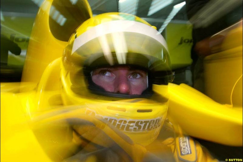 Ralph Firman made his debut with the Jordan team at the Ricardo Tormo circuit. Valencia, Spain. 10 February, 2003.