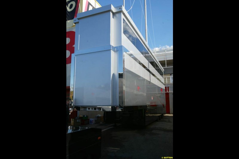 The McLaren team have new trucks. Formula One Testing, Barcelona, Spain, 4 February 2003.