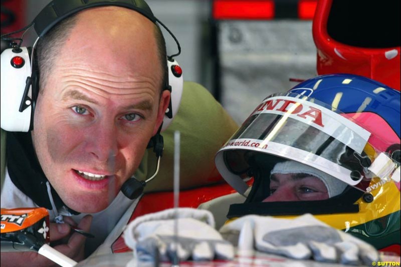 Jacques Villeneuve, BAR, at the Circuit de Catalunya. Formula One Testing, Barcelona, Spain, 4 February 2003.