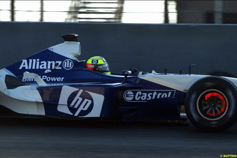 Ralf Schumacher, Williams FW25, during testing at the Circuit de Catalunya. Barcelona, Spain. February 3rd, 2003.