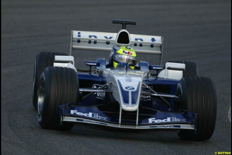 Ralf Schumacher, Williams, during testing at the Circuit de Catalunya. Barcelona, Spain. February 1st-5th, 2003.