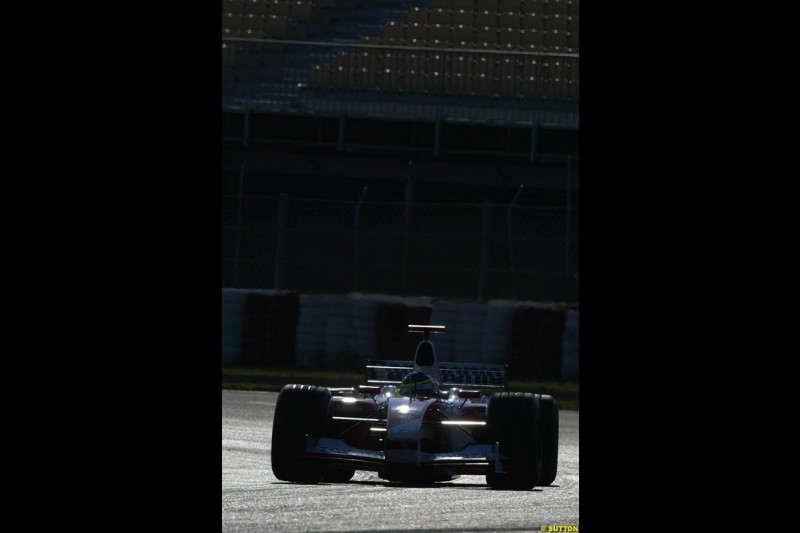 Cristiano Da Matta, Toyota, during testing at the Circuit de Catalunya. Barcelona, Spain. February 1st-5th, 2003.
