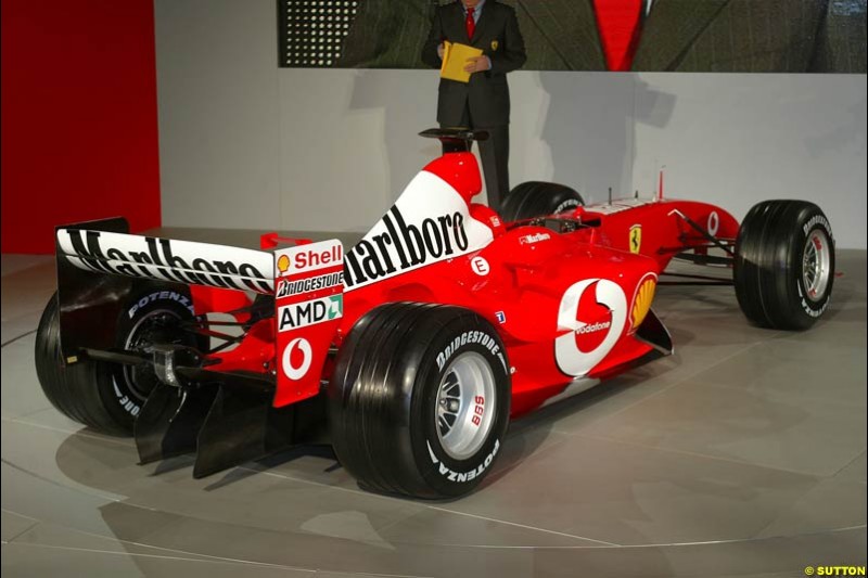 Ferrari launch the 2003 challenger, the F2003-GA, at Maranello, Italy. February 7th 2003.