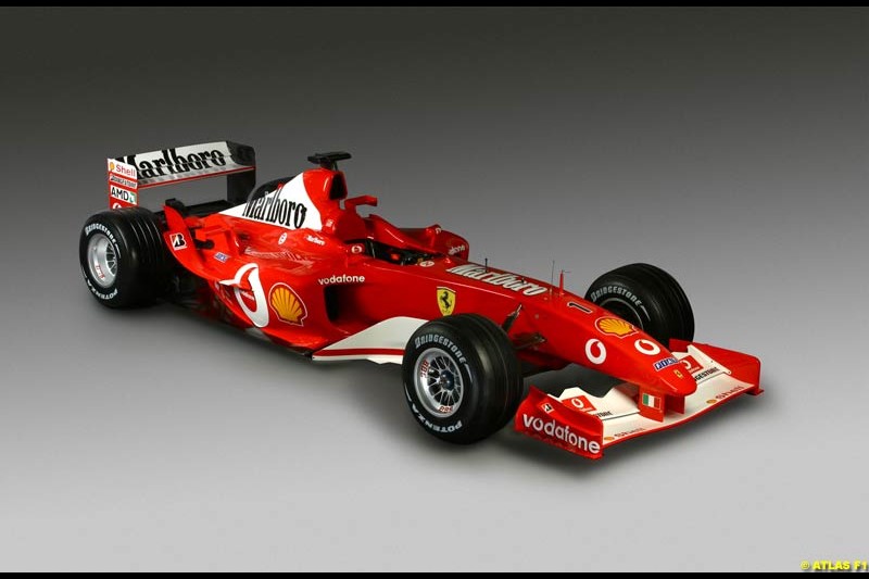 The new 2003 Ferrari challenger, the F2003-GA. Ferrari launch, Maranello, Italy. February 7th 2003.