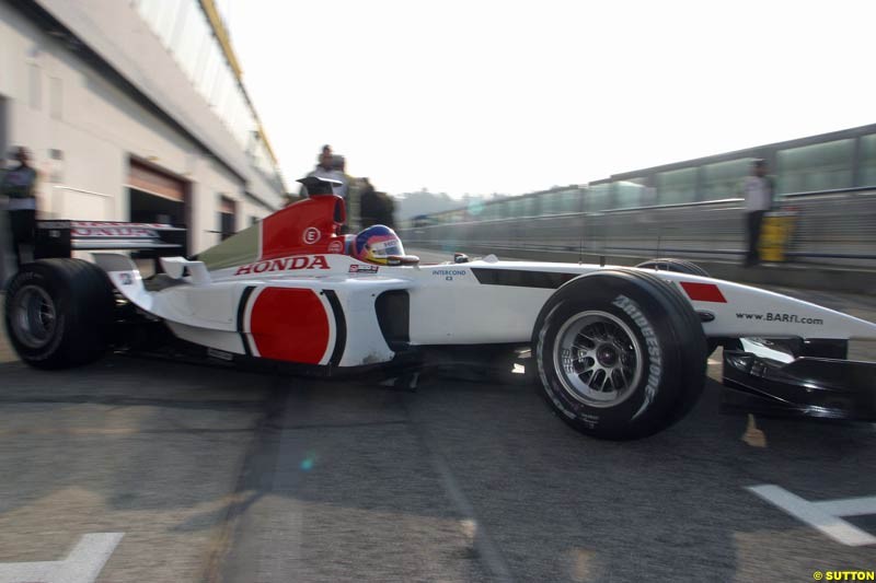 Jacques Villeneuve, BAR, during testing at the Imola circuit in Italy. 27th February, 2003.