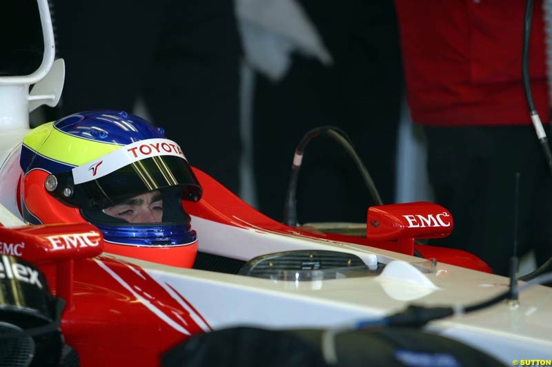 Ricardo Zonta, Toyota, during testing at the Imola circuit in Italy. 27th February, 2003.