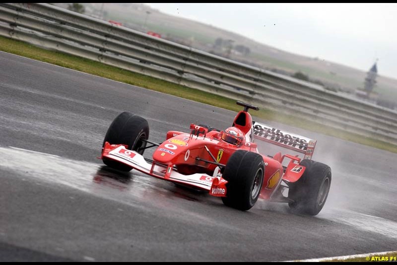 Michael Schumacher, Ferrari, during testing at Jerez, Spain. 25th February 2003.