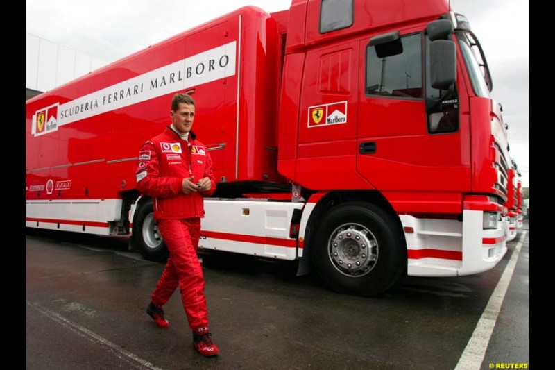 Michael Schumacher, Ferrari, during testing at Jerez, Spain. 25th February 2003.