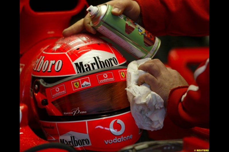 Michael Schumacher, Ferrari, during testing at Jerez, Spain. 25th February 2003.