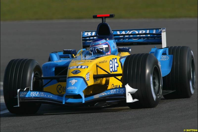 Jarno Trulli, Renault, during testing at Silverstone, England. 25th February 2003.