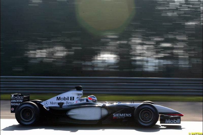 Kimi Raikkonen, McLaren, during testing at Silverstone, England. 25th February 2003.