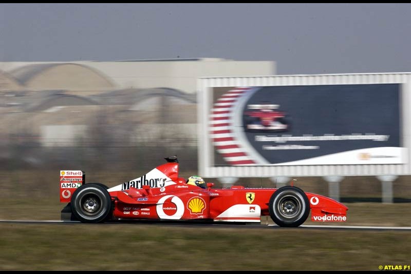 Felipe Massa debuts as testing driver for Ferrari. Fiorano, Italy. 21st February 2003.