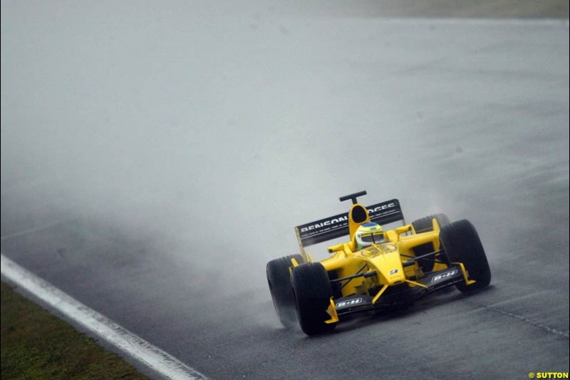 Giancarlo Fisichella, Jordan, during testing at the Barcelona circuit, Spain. 19th February, 2003.