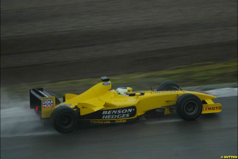 Giancarlo Fisichella, Jordan, during testing at the Barcelona circuit, Spain. 19th February, 2003.