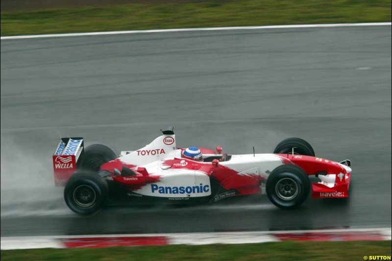 Olivier Panis, Toyota, during testing at the Barcelona circuit, Spain. 19th February, 2003.