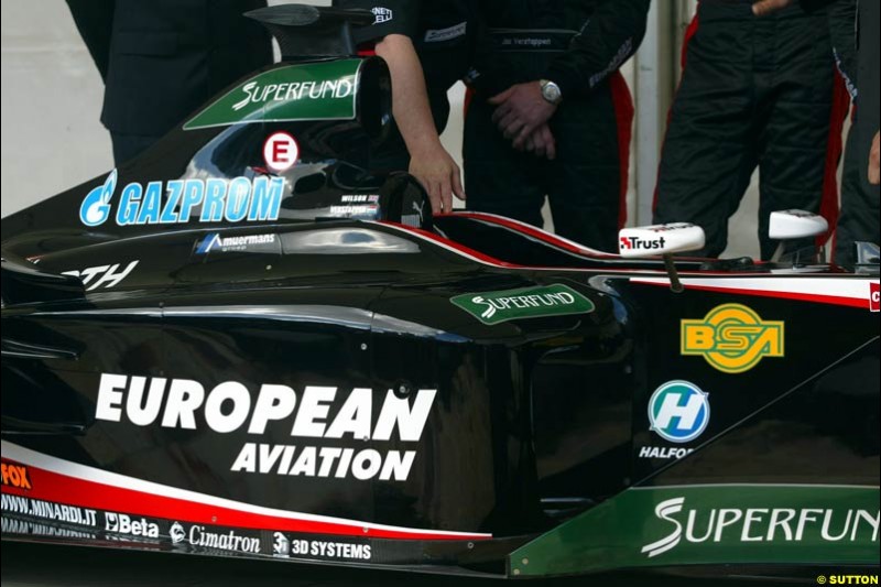 Minardi launch their PS03 car in Federation Square in Melbourne, Australia. March 5th 2003.