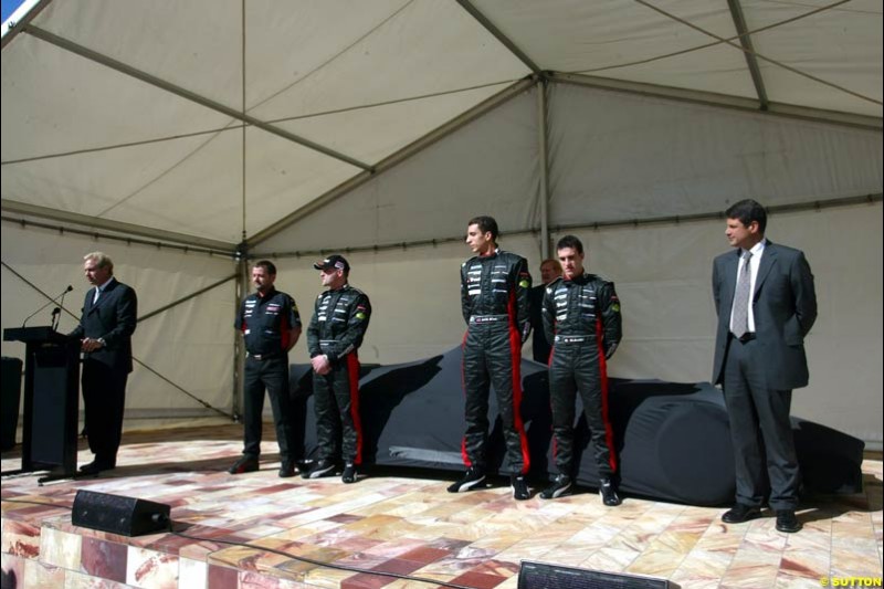 Minardi launch their PS03 car in Federation Square in Melbourne, Australia. March 5th 2003.