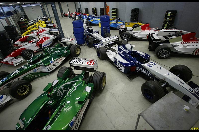 All 18 cars (without the two Minardis) are held at Parc Ferme overnight prior to the race. Saturday, Australian GP, March 8th 2003. Photo © FIA