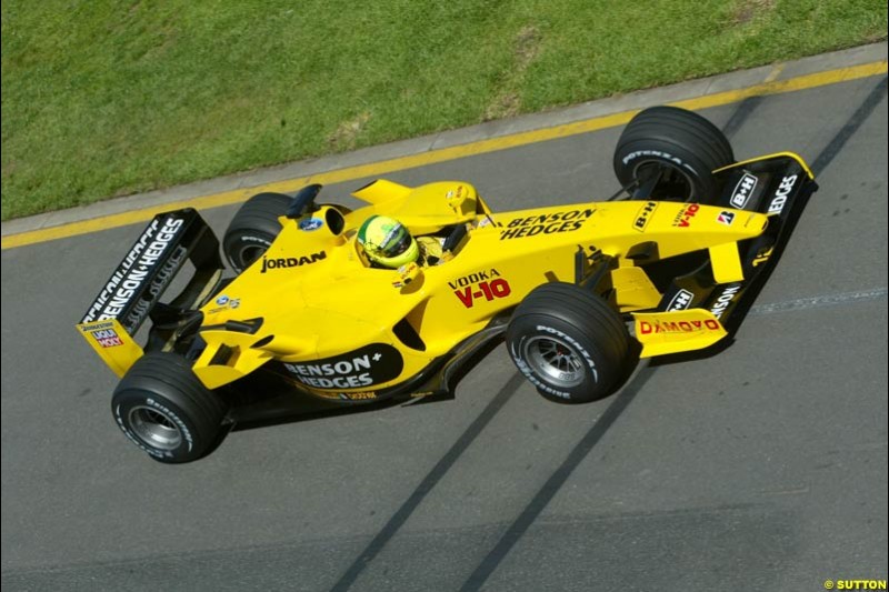 Ralph Firman, Jordan, during Saturday's qualifying for the Australian GP. Melbourne, March 8th, 2003.