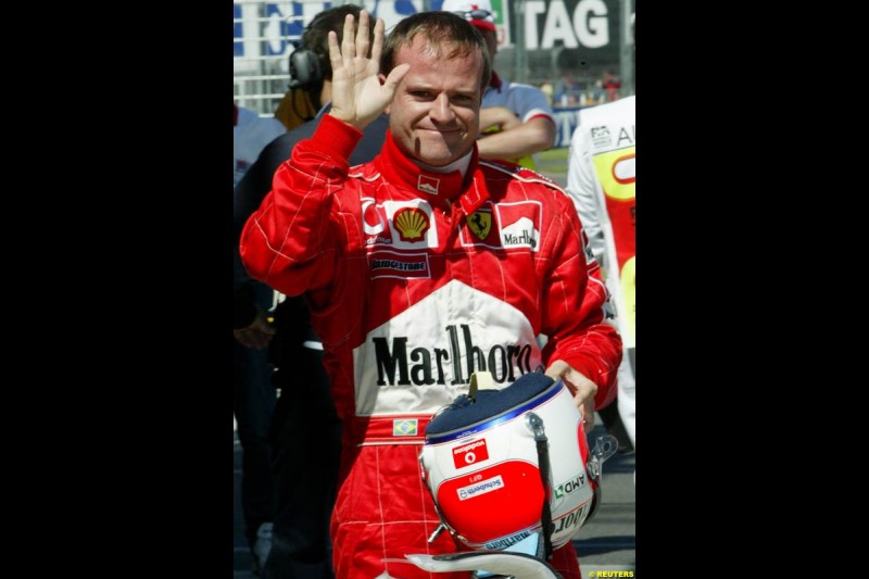 Rubens Barrichello, Ferrari, after Saturday's qualifying for the Australian GP. Melbourne, March 8th 2003.
