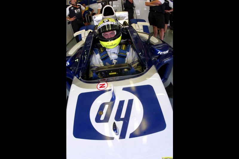 Ralf Schumacher, Williams. Friday qualifying for the Malaysian GP. Sepang, March 21st 2003.